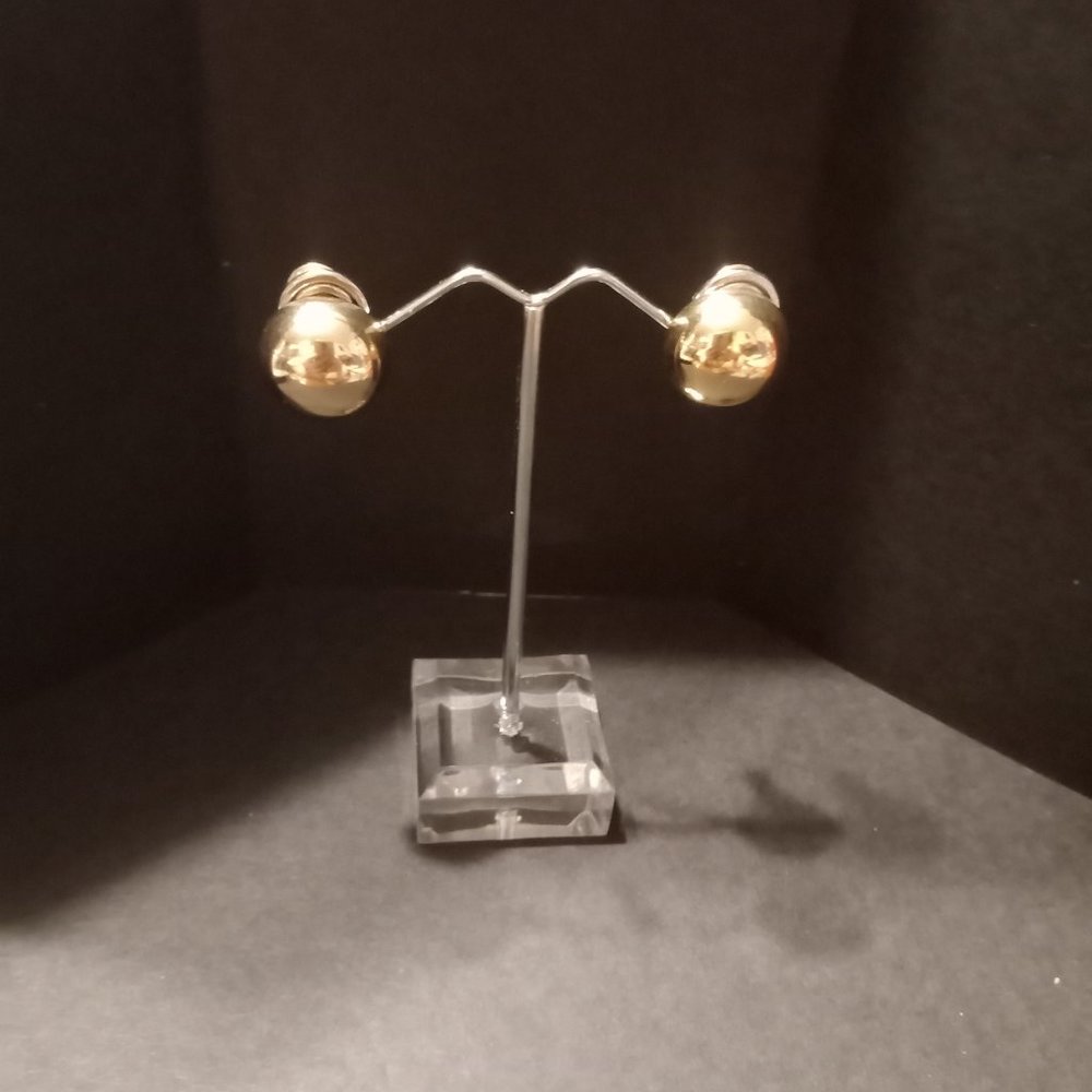 Monet Vintage Gold Tone Classic Dome Button Clip On Earrings